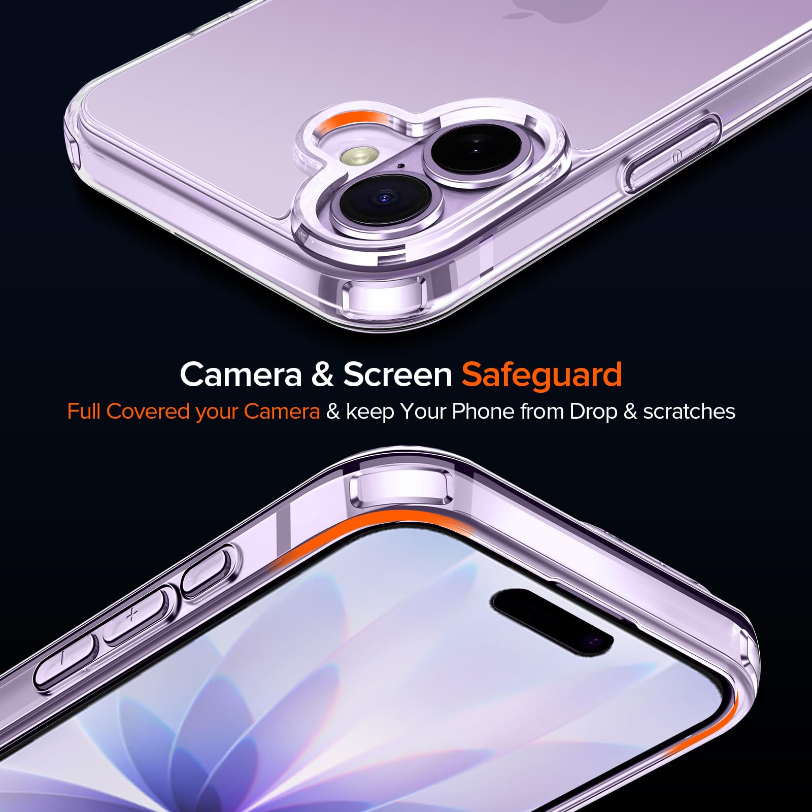 iVoler Anti Ingiallimento Chiaro Cover per iPhone 17 6.3 Pollice con 2 Pezzi Pellicola Vetro Temperato, [Antiurto di Grado Militare] Custodia Trasparente Sottile Case