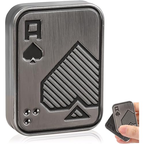 Fidget Slider, Metal Poker Push Card, Fidget Clicker, Fidget Toys for Adults Teens, Relieve Stress Anxiety ADHD, Gift for Boyfriend, Husband and Father (Sliver A)