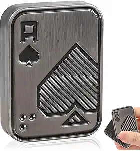Fidget Slider, Metal Poker Push Card, Fidget Clicker, Fidget Toys for Adults Teens, Relieve Stress Anxiety ADHD, Gift for Boyfriend, Husband and Father (Sliver A)