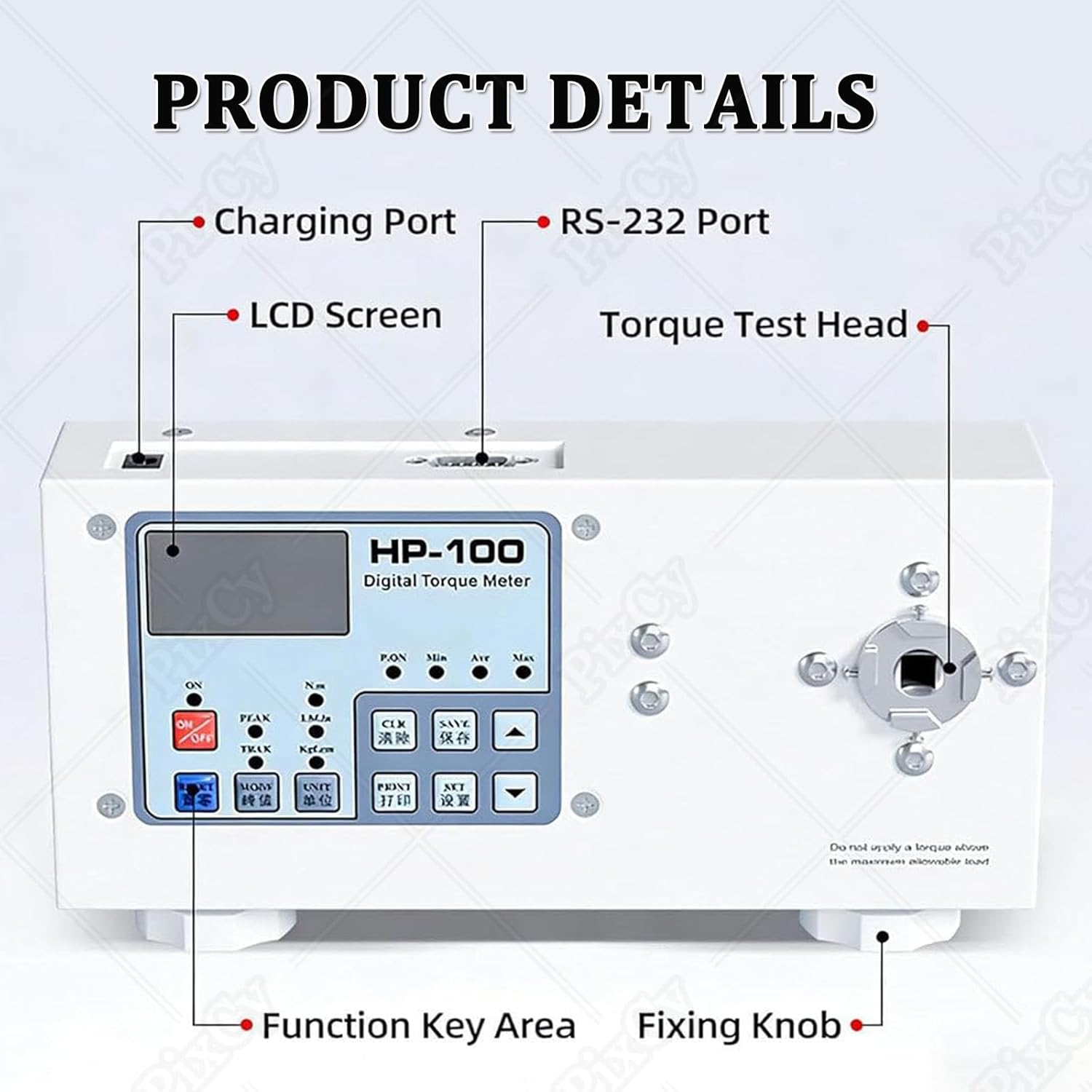 Torque Angle Gauge ±0.5% Fs High Precision,10-160mm Bottle Cap Torque Meter,Torque Screwdriver Measure,Digital Torque Wrench Screw Driver Measuring Tool with Bottle Cap Test Fixture HP500