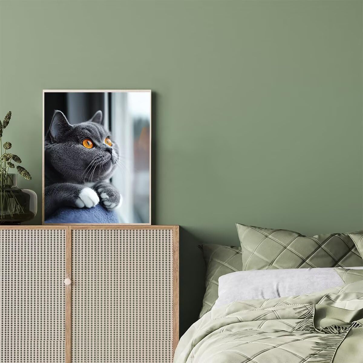 Dipingere con i Numeri Gatto, Paint by Numbers Adulti Animale, Fai da te Creativi Adulti Quadri da Dipingere Numerati Kit per Decorazione Della Parete di Casa, Regalo 70x95 cm Senza Cornice I8-L