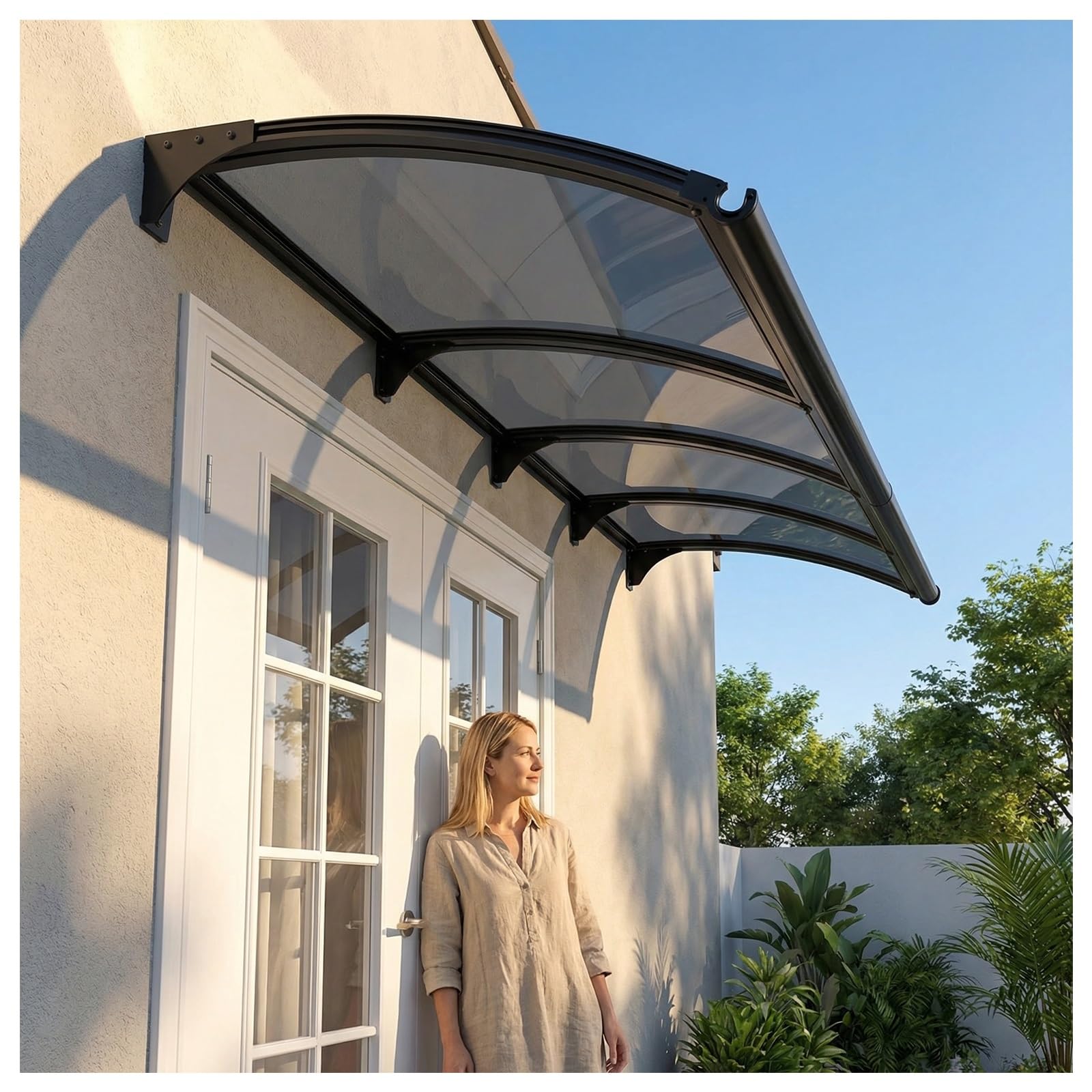 Tejadillo de protección que evita goteras en fachadas marquesinas modernas de 90x180cm