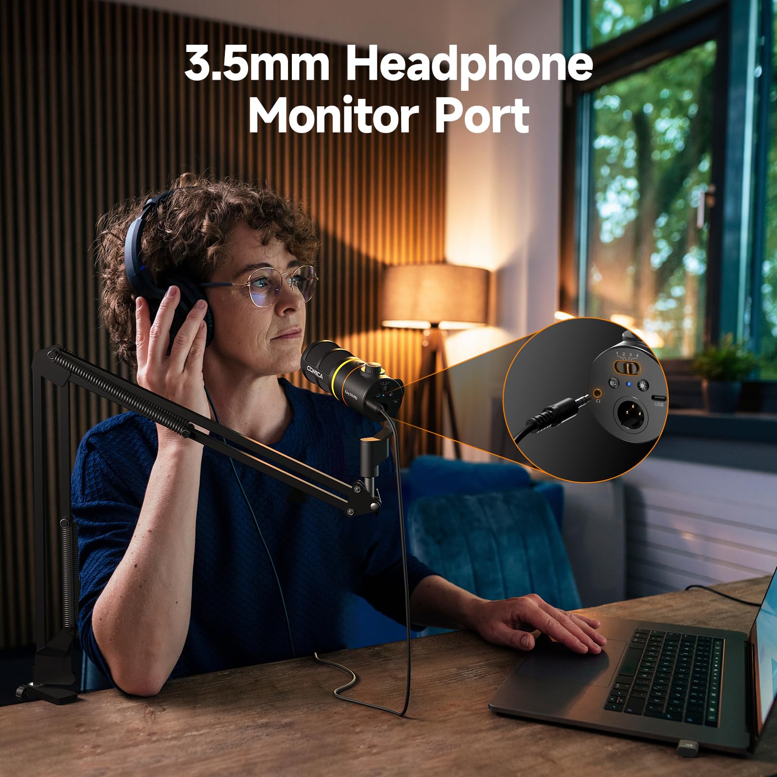 COMICA EJoy D10 Pro XLR/USB-C Microphone de jeu pour enregistrement de podcast, micro dynamique filaire/sans fil pour ordinateur de bureau avec perche, silencieux, réduction du bruit, gain pour PC