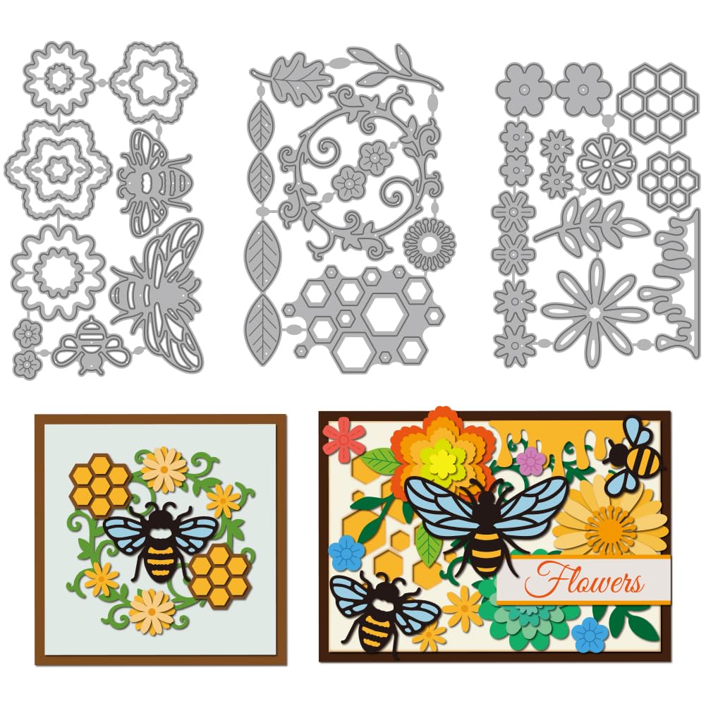 Matrices de découpe en métal fleurs et abeilles MAYJOYDIY pour scrapbooking et carterie