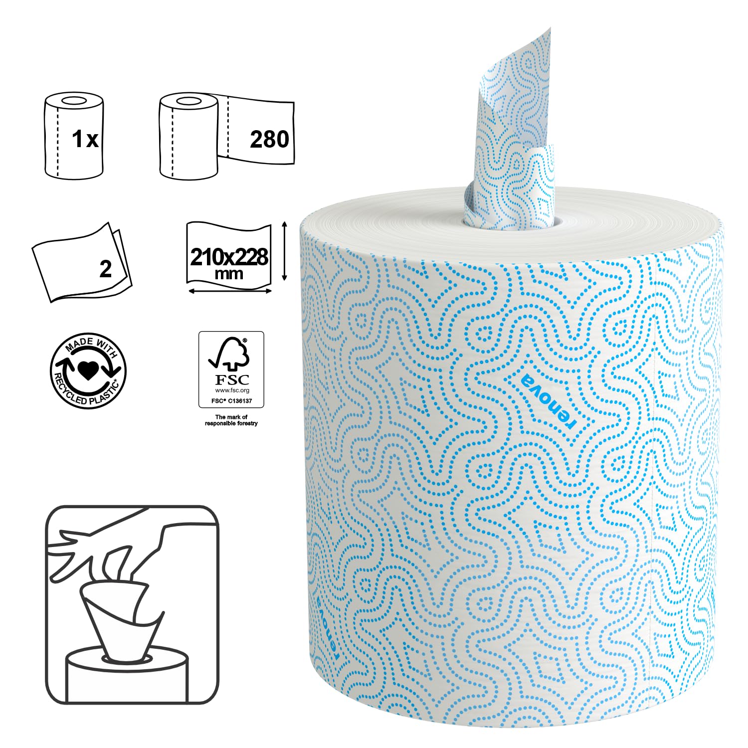 Renova Rollos de Cocina Gigarrollo Déco | 6 Gigarrollos de Cocina | Papel Blanco Decorado
