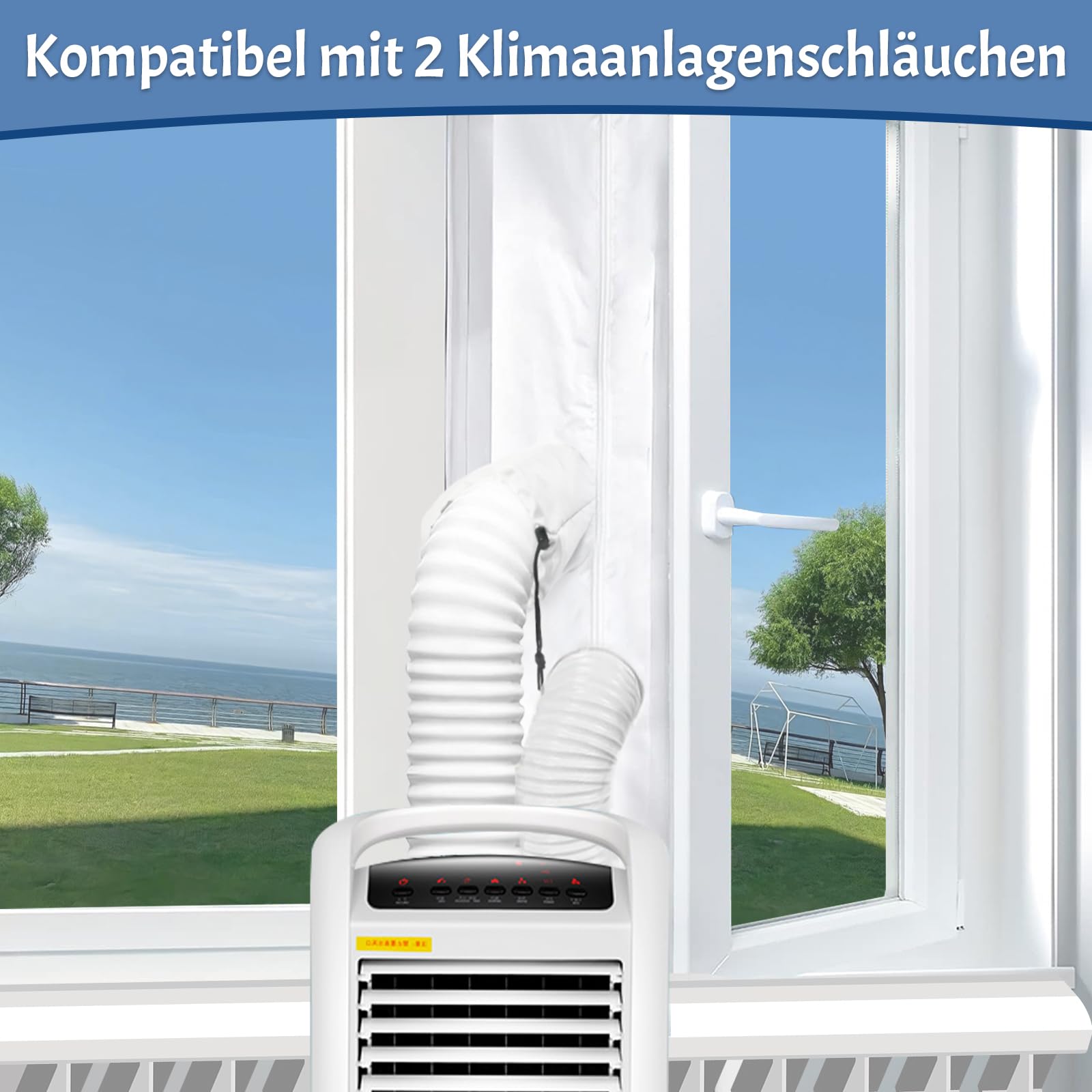 400 cm de aire acondicionado para ventanas con puños, universal para ventanas batientes y aire acondicionado, juego de sellado portátil para climatizadores móviles y secadoras de ropa