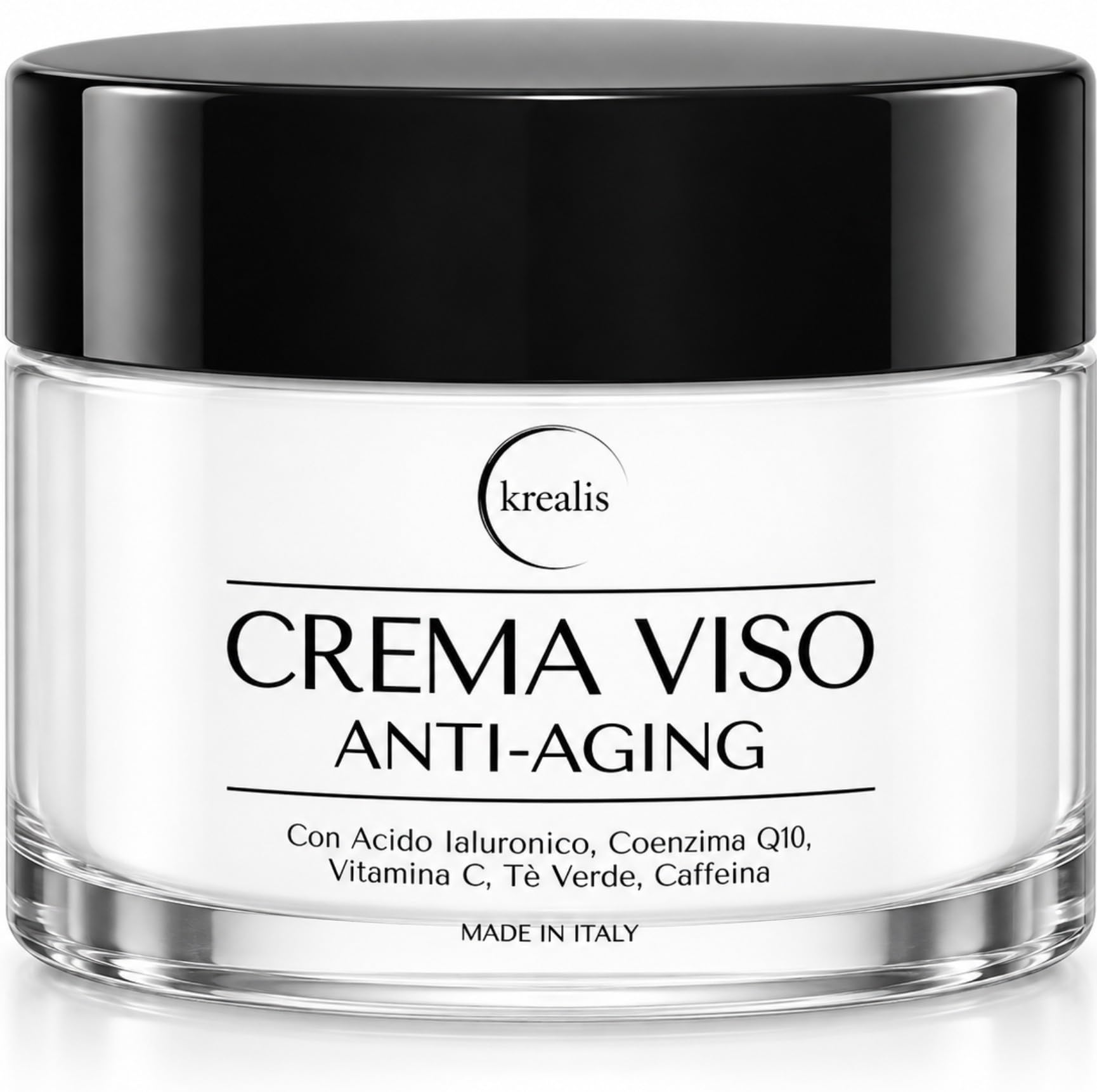 Crema Viso Antirughe 100ml, Acido Ialuronico, Coenzima Q10 e Vitamina C | Crema Idratante Giorno e Notte; Donna e Uomo; Contorno Occhi; Pelle Liscia ed Elastica; Made in Italy