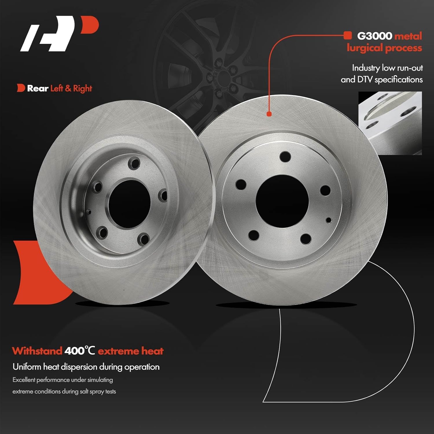 A-Premium Front Vented and Rear Solid Disc Brake Rotors + Ceramic Pads Kit Compatible with Select Mazda Models - 6 2019 2020 2021, 12-PC Set