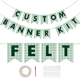 Custom Banner Kit, 28 Green Printed Burlap Banner with 96 Felt Letters, ...