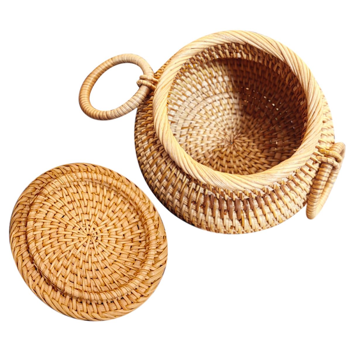 Panier de rangement en rotin avec couvercle kaki contre le désordre