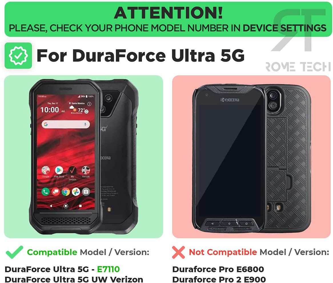 Designed for Kyocera DuraForce Ultra 5G E7110 Case with Belt Clip Holster - Kickstand Cover Phone Case - Black