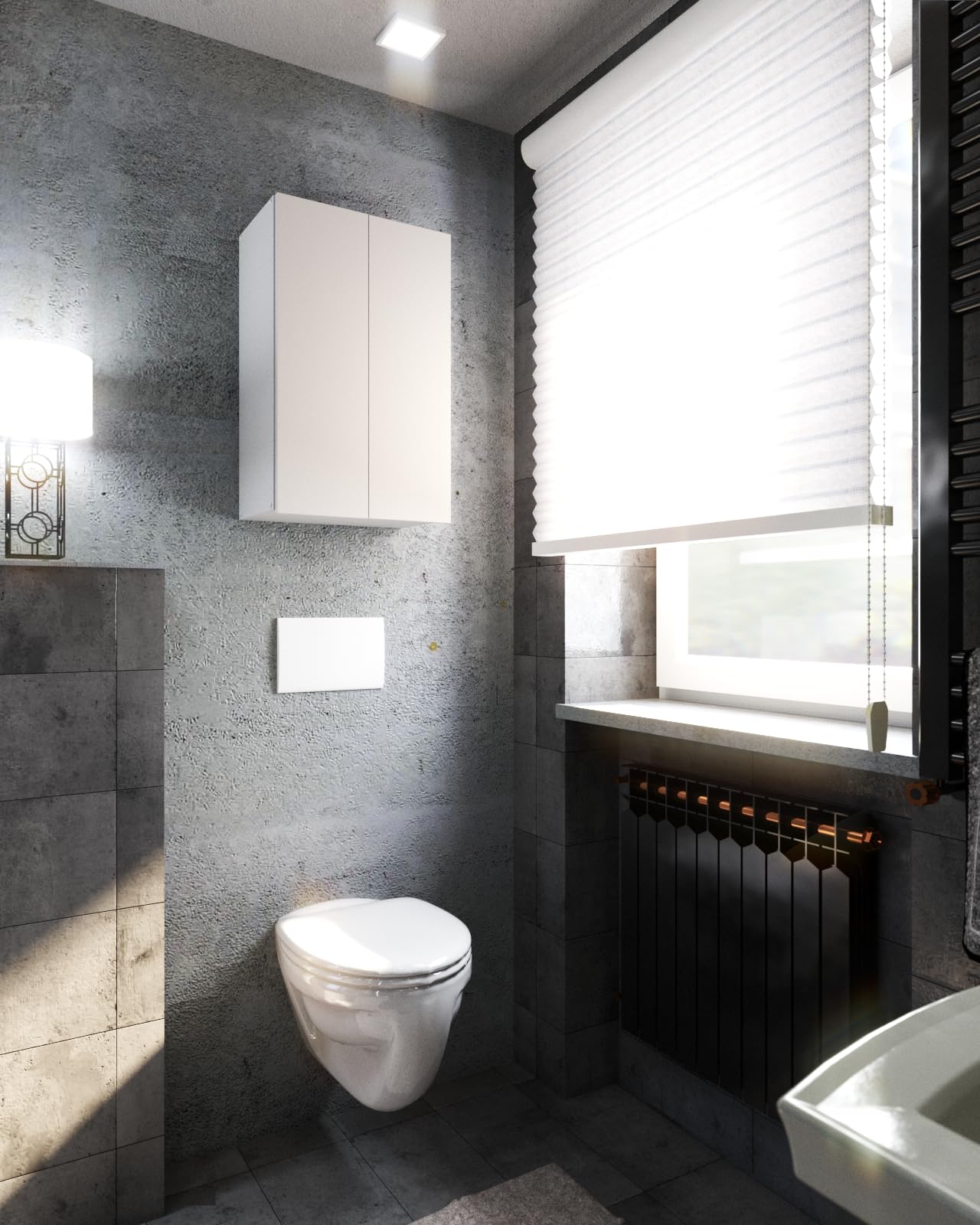 MRBLS Armadietto da Bagno Bianco - Armadio Pensile per Bagno da Appendere - 40 x 60 x 25 cm (L x A x P)