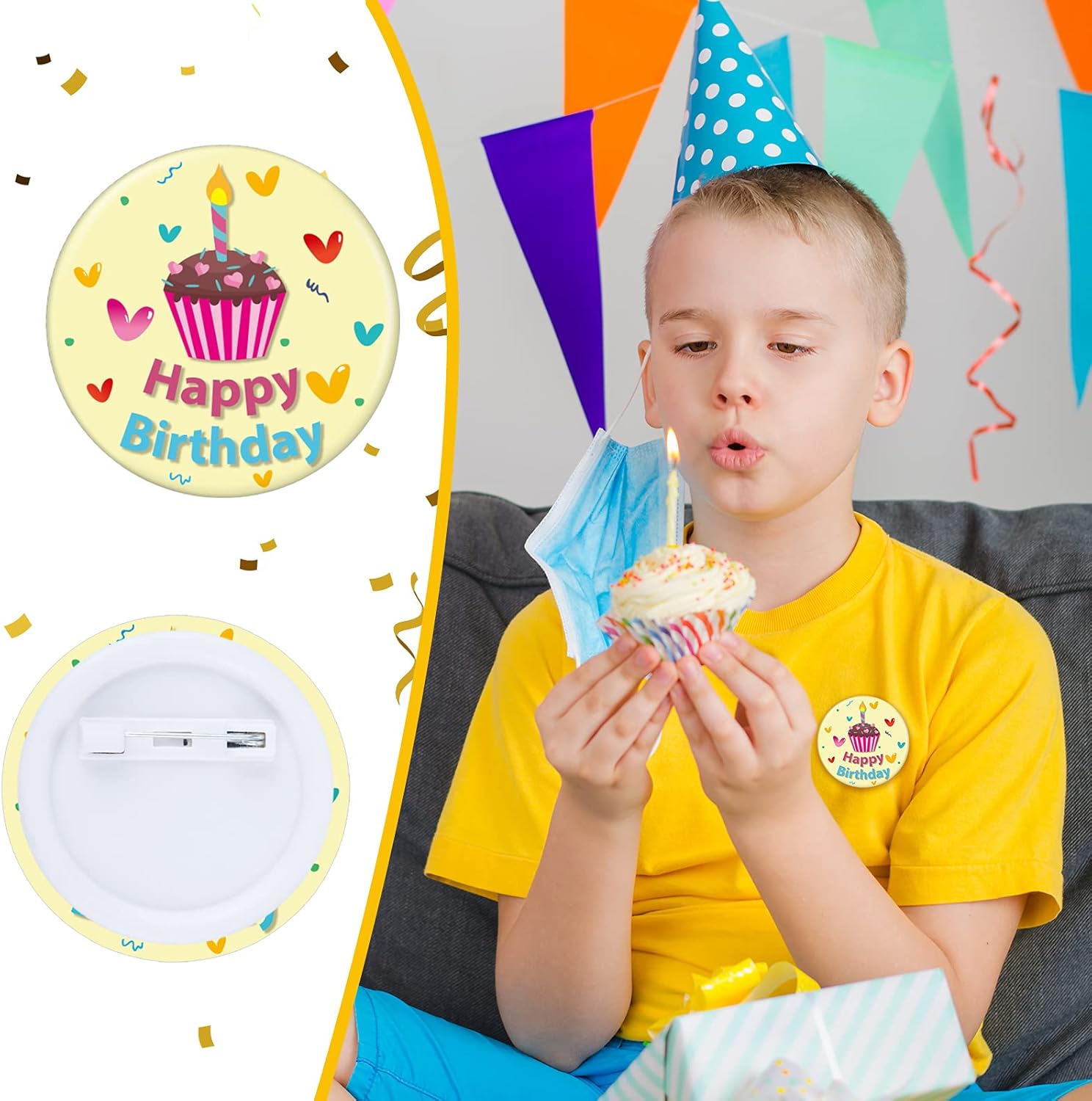 48 Pieces Happy Birthday Pinback Buttons Colorful Birthday Button Pins Party Birthday Pins for Adults Kids Birthday Party Supplies, 12 Styles, 1.5 Inches : Toys & Games