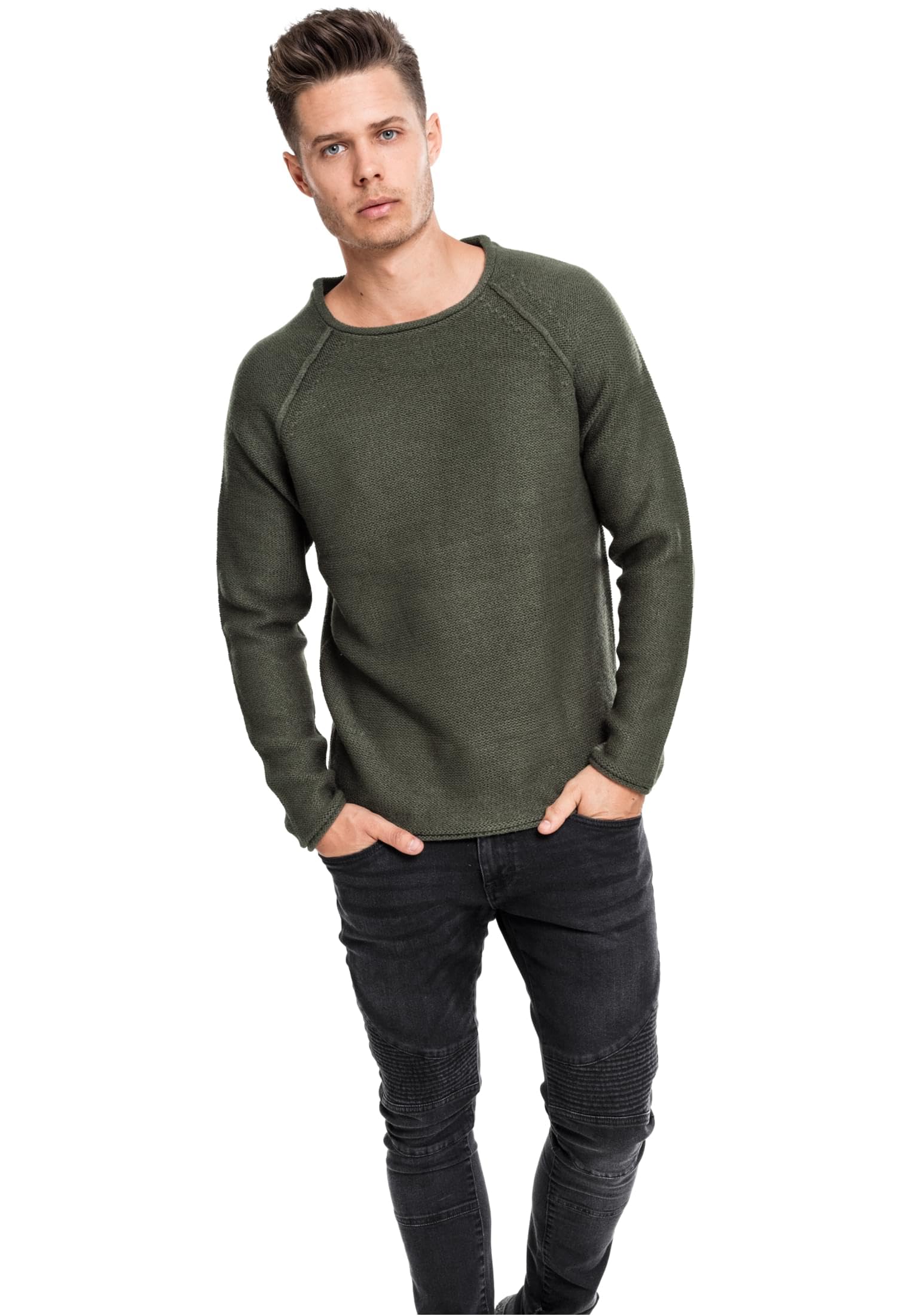 Urban Classics Raglan Wideneck Sweater – Felpa Uomo Con Maniche Raglan E Bordi Arrotolati, Casual