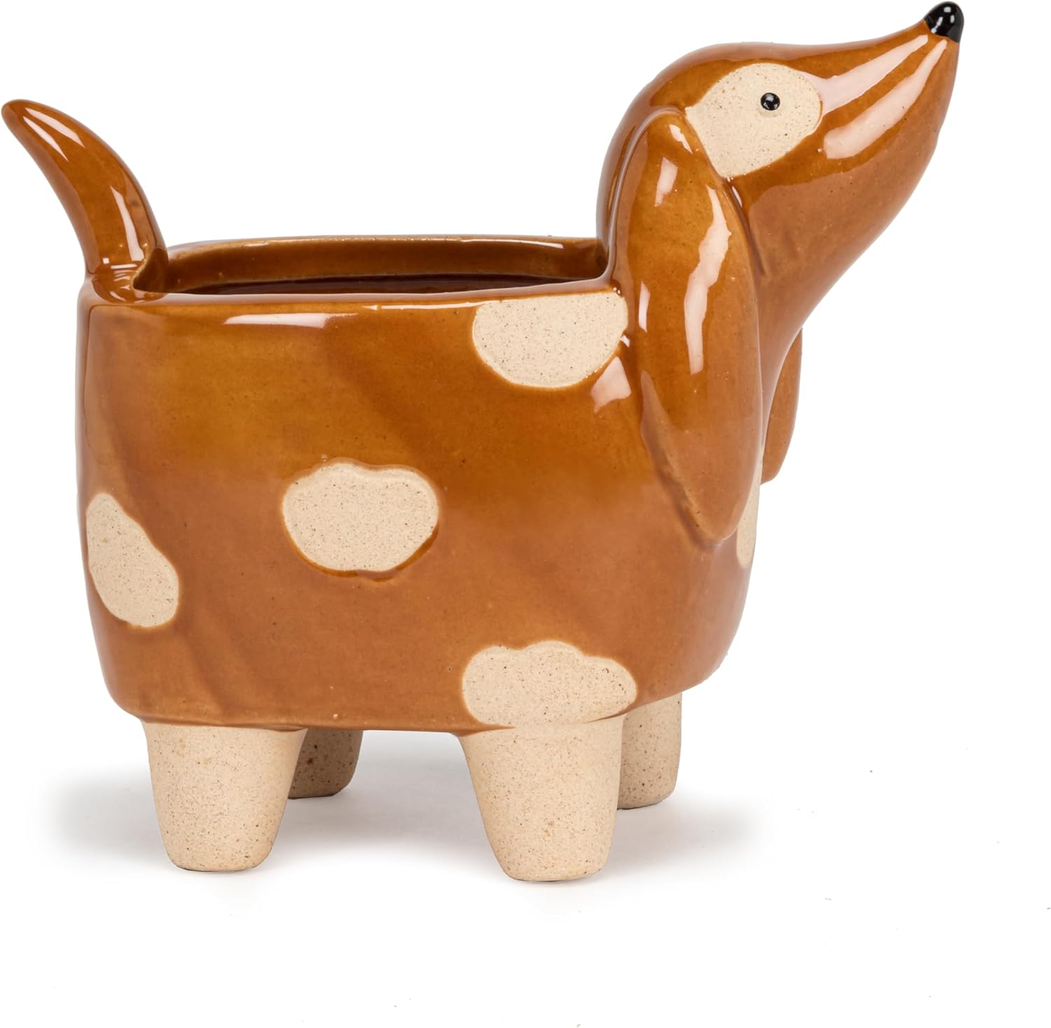 Abbott Collection Ceramic Dog on Legs Planter - Brown, Small (4" H)