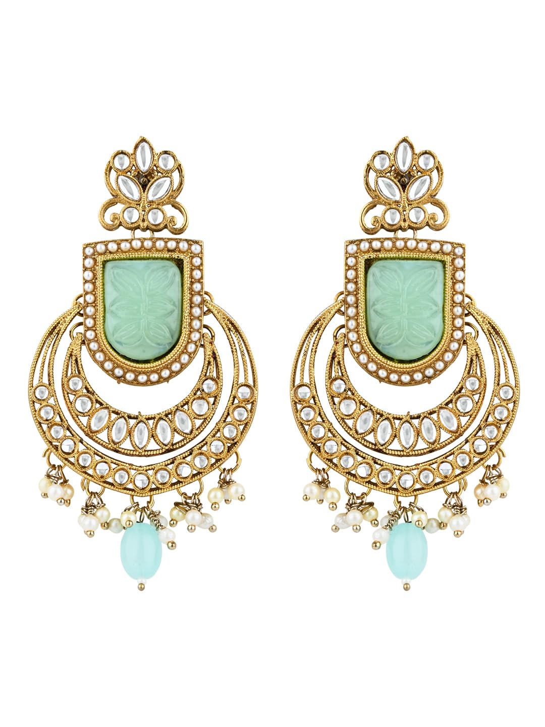 I Jewels Gold Plated Traditional Kundan Pearl Chandbali Earrings For Women/Girls (E3103) (Turquoise) (B0CT5X67QW) Amazon Price History, Amazon Price Tracker