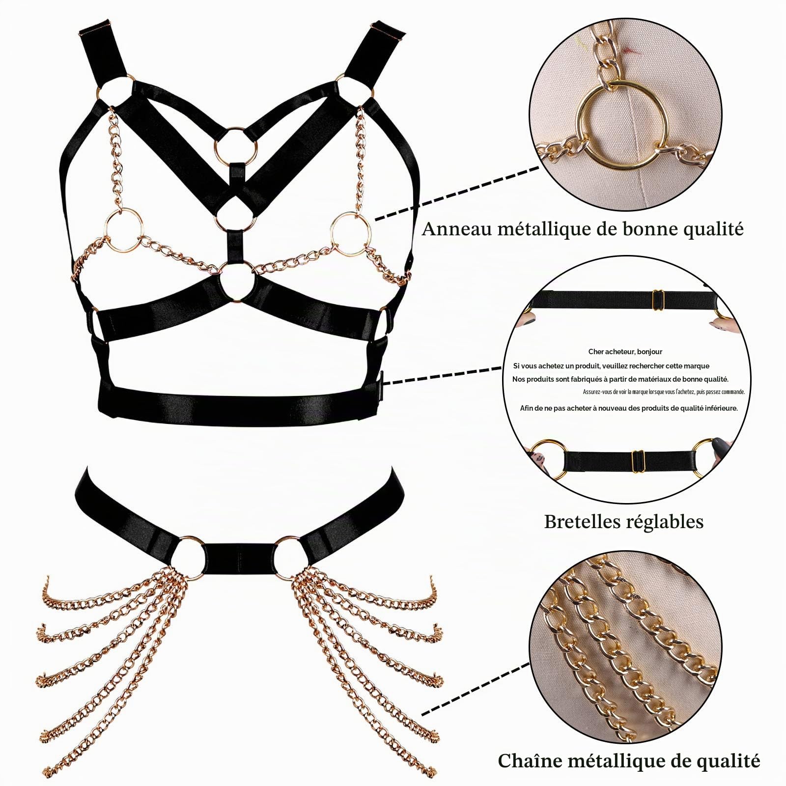 Femmes Punk Corps Harnais Soutien-Gorge Porte-Jarretelles élastique réglable Soutien-Gorge Danse Carnaval Accessoires de déguisement Gothique