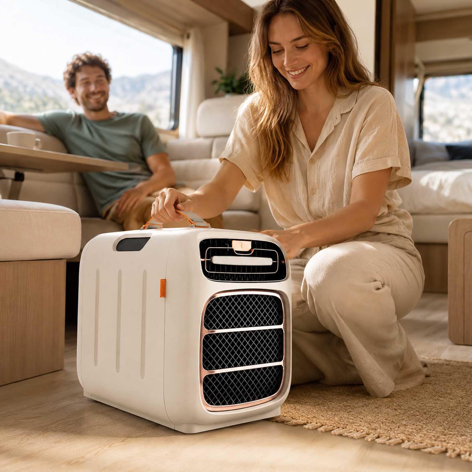 Portable Air Conditioner 4800 Btu 1400w Dual-Hose Ac Unit, Compressor Cooling, Self-Evaporating No-Drain, 40–45db Quiet Sleep Mode, 4-In-1 Cooling/Fan/Dehumidifier/Sleep, Rv Tent Van 8–10㎡ 110V