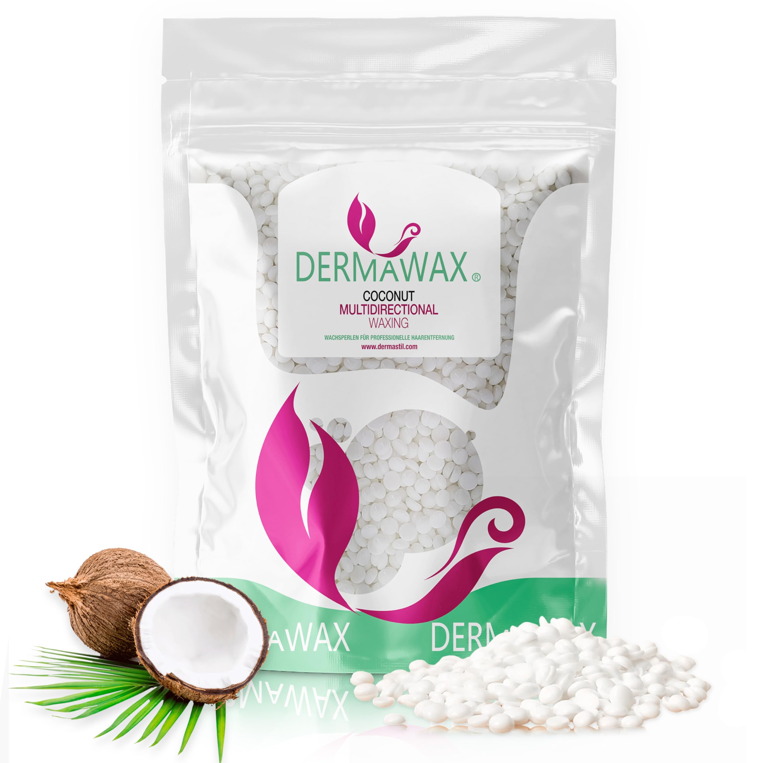 Dermawax 400 gramos de cera multidireccional de ALTO RENDIMIENTO sin COLOFONIO para cabello muy corto de 1 mm Cera de coco Perlas de cera sin tiras para Depilación Todo el cuerpo Piernas íntimas Cara