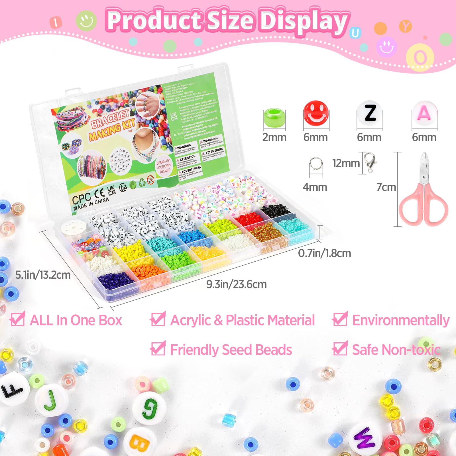 URMYWO Juego de cuentas para pulseras, mini juego de abalorios, cuentas para enhebrar para Navidad, kit de creación de pulseras, adultos para Navidad, vacaciones, cumpleaños, fiestas