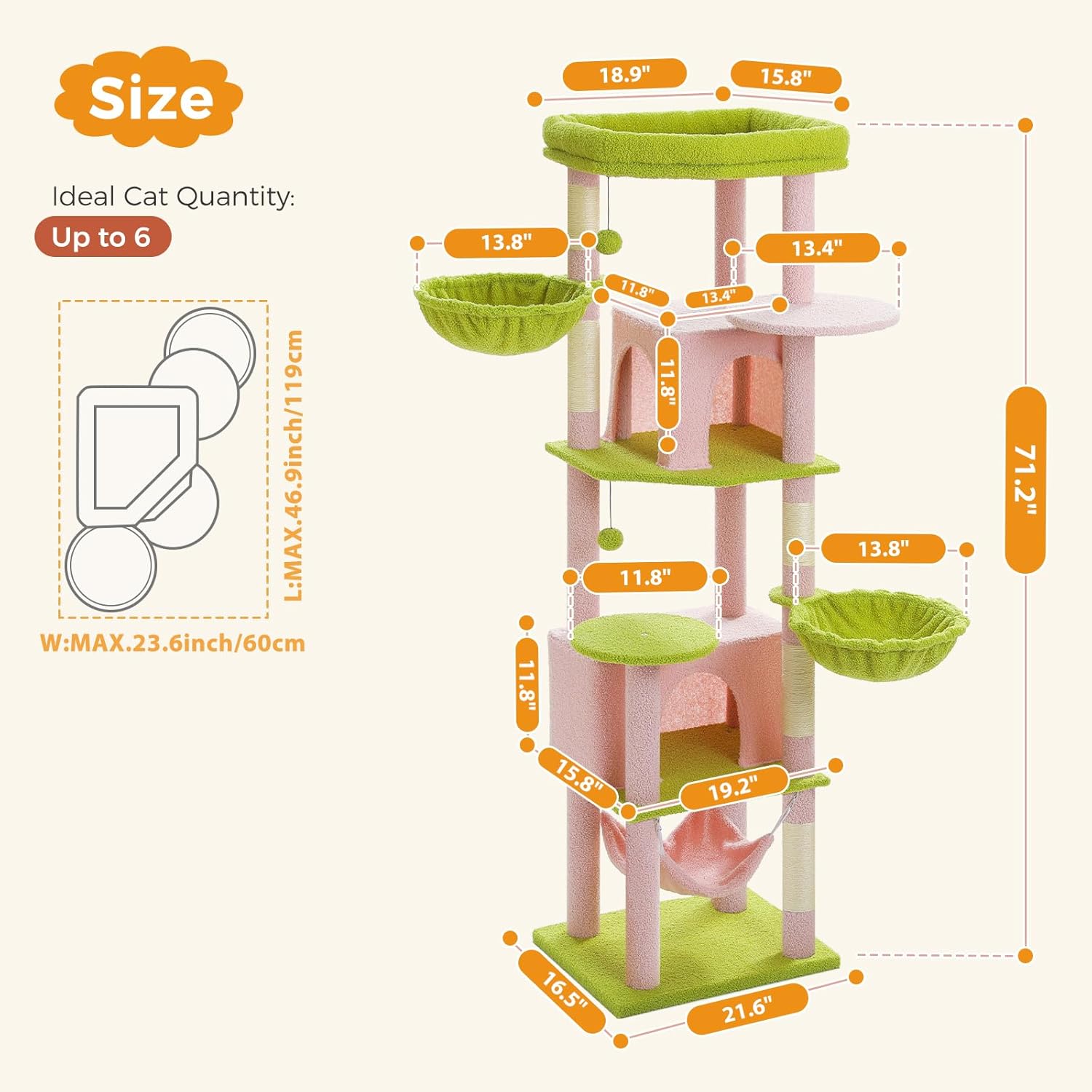 Cat Tree Dimensions Diagram