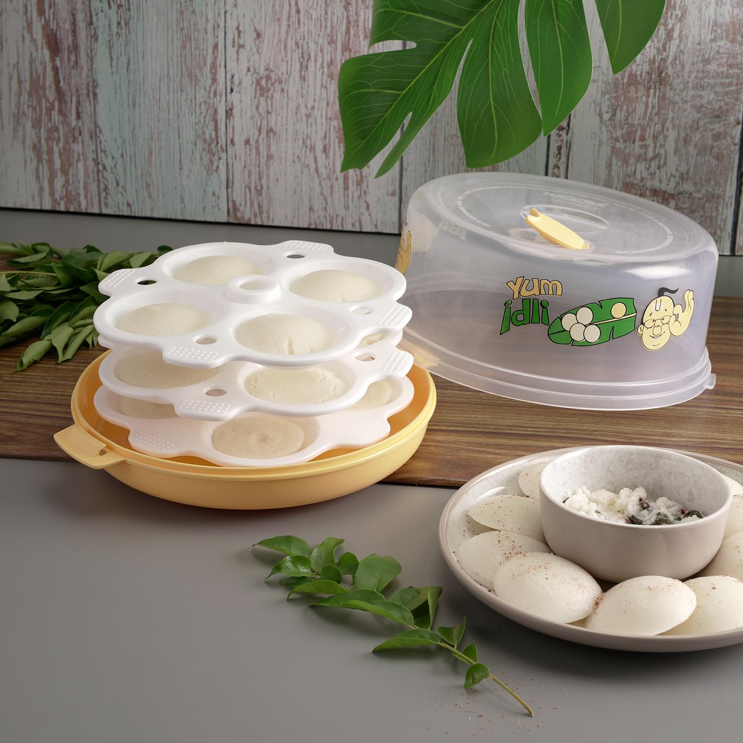 Nayasa Plastic Microwave Big Idli Maker | BPA Free & Food Grade | Make 12 Idlis | Ideal for Steaming Idlis, Pancakes, Modak, Momos | Yellow 3