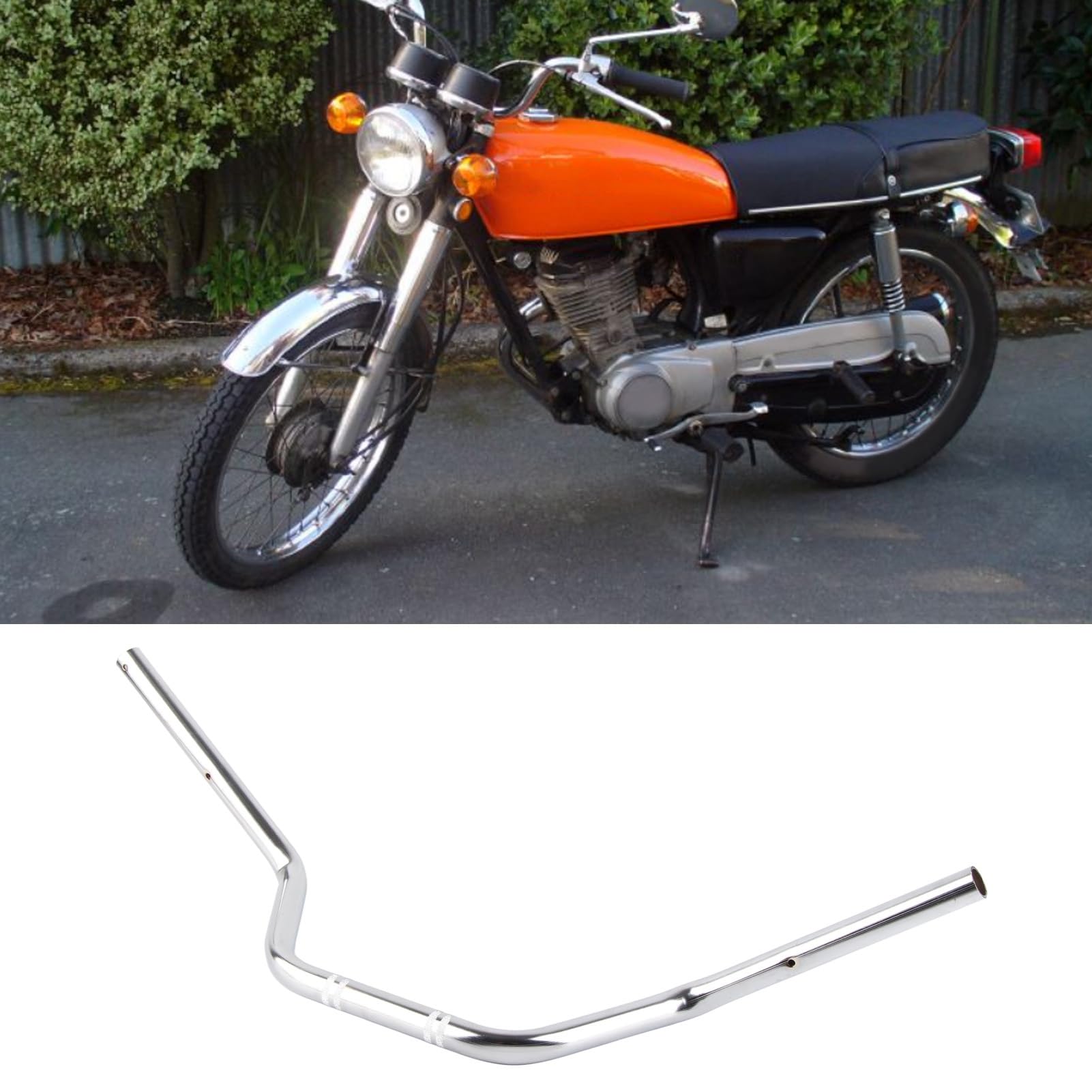 Wakects Kierownica Motocyklowa z Hamulcem, Zmodyfikowana Metalowo Kierownica, Drążek Hamulcowy 22 Mm do CG125, Trwała Konstrukcja Zapewniająca większą stabilność i łatwą instalację