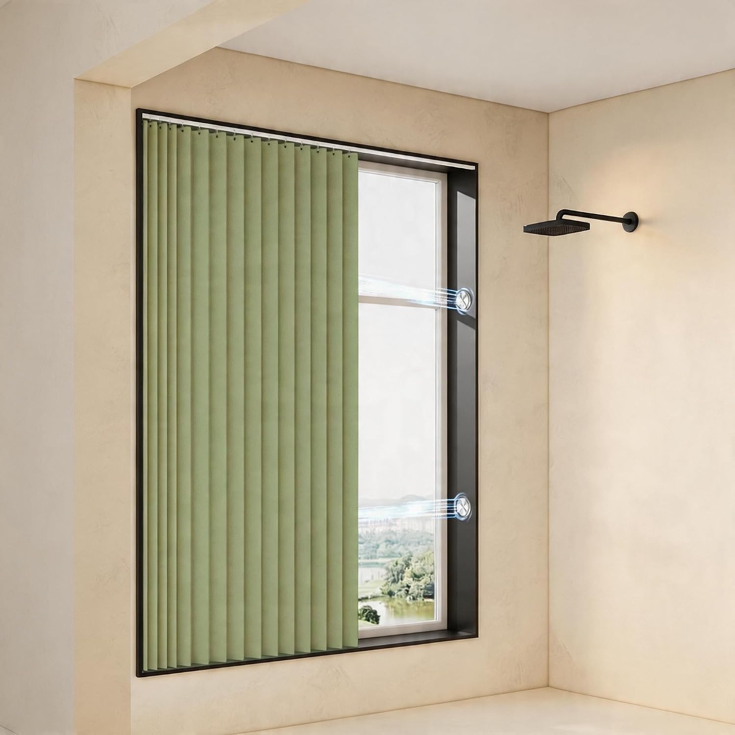 Vertical Blind Replacement Slats, Blackout Accordion Door for Closet Room Divider, Adjustable Light Control Folding Privacy Curtain for Sliding Glass Doors & Large Windows(Green,180x200cm/70.9x78.7")