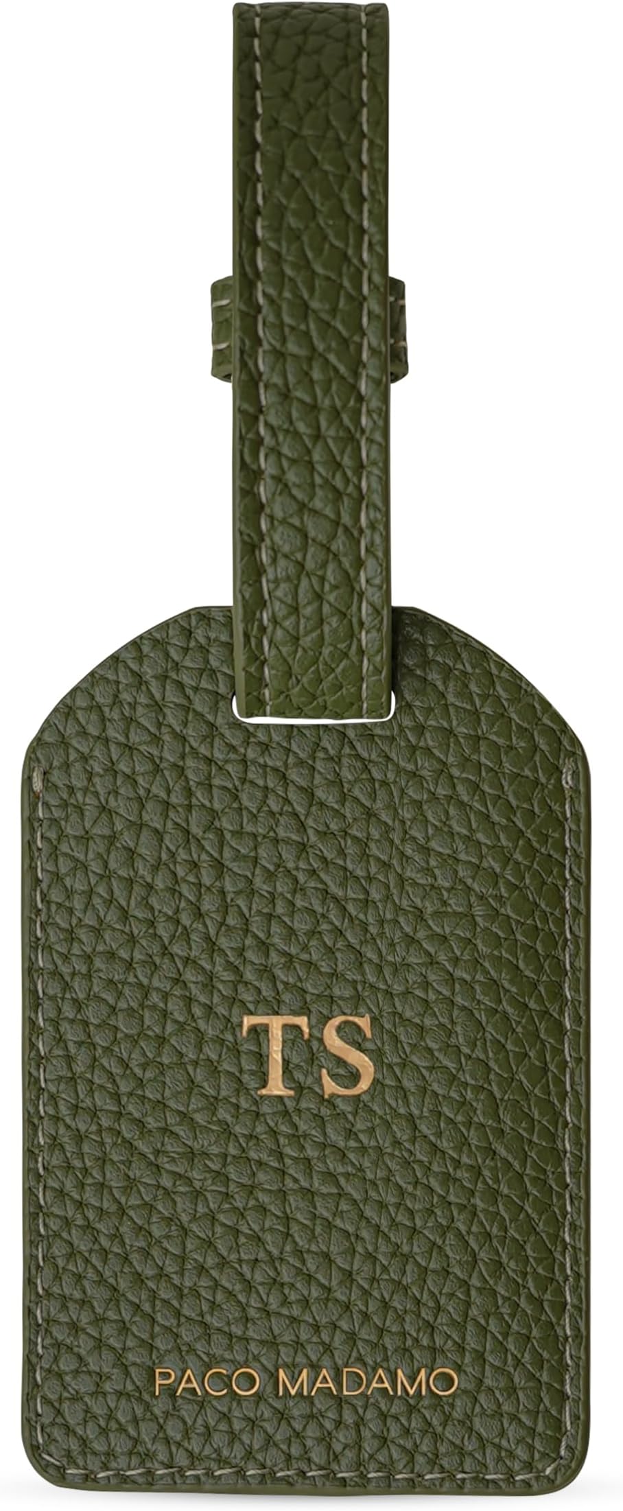 - Vegan Leather Personalized Luggage Tag | Custom Engraved Name Tag | Modern & Durable Bag Tag | (Green)