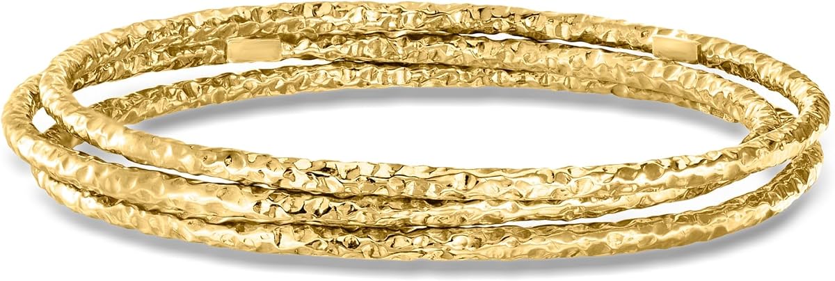 Ross-Simons Juego de joyería italiana de oro de 22 quilates sobre plata de ley: 3 pulseras martilladas