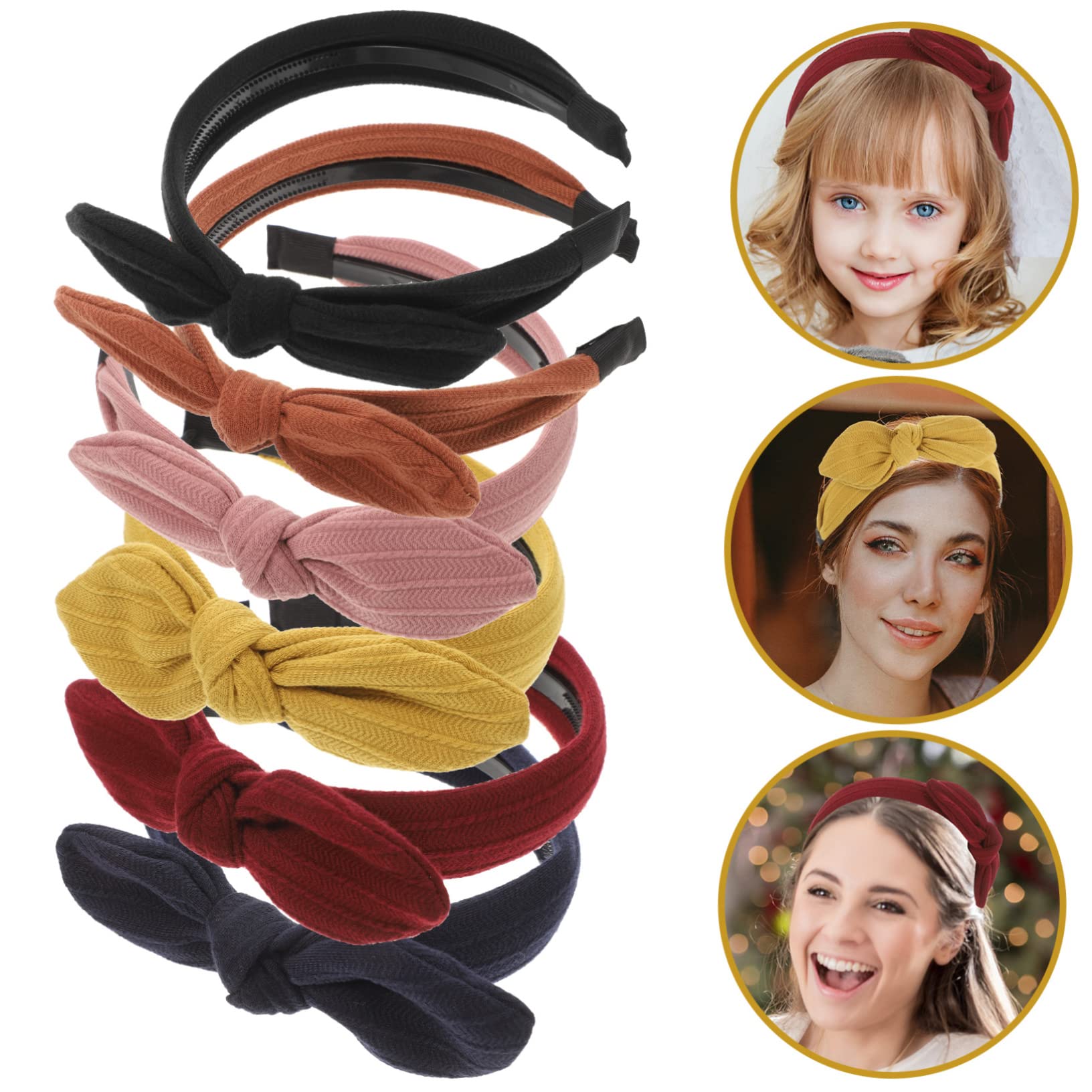MAGICLULU 6 Pezzi archetto ad barrette forcine accessori alla moda fasce annodate per le donne cerchietti bambina da donna fasce nere per le donne dentato per