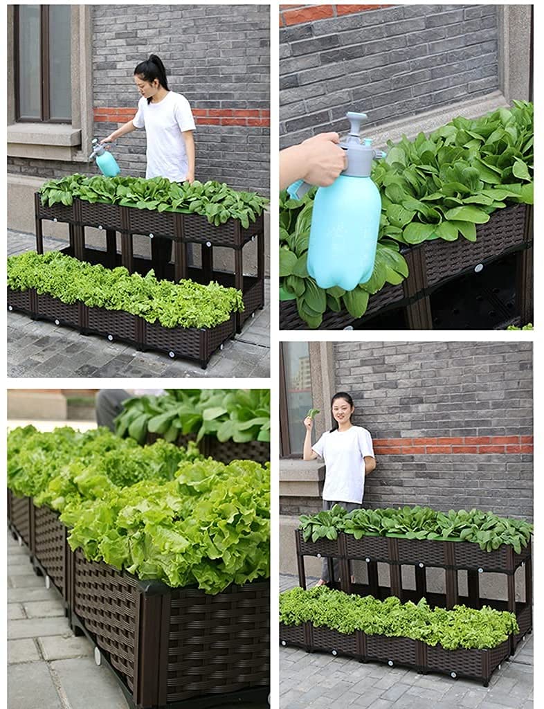 Mesa De Cultivo Maceta de plástico para profundizar jardinería, plantación, Caja de Cultivo, Cama de jardín elevada, Soporte para Caja de Cultivo de Hierbas Vegetales 518(Color:Style 3)