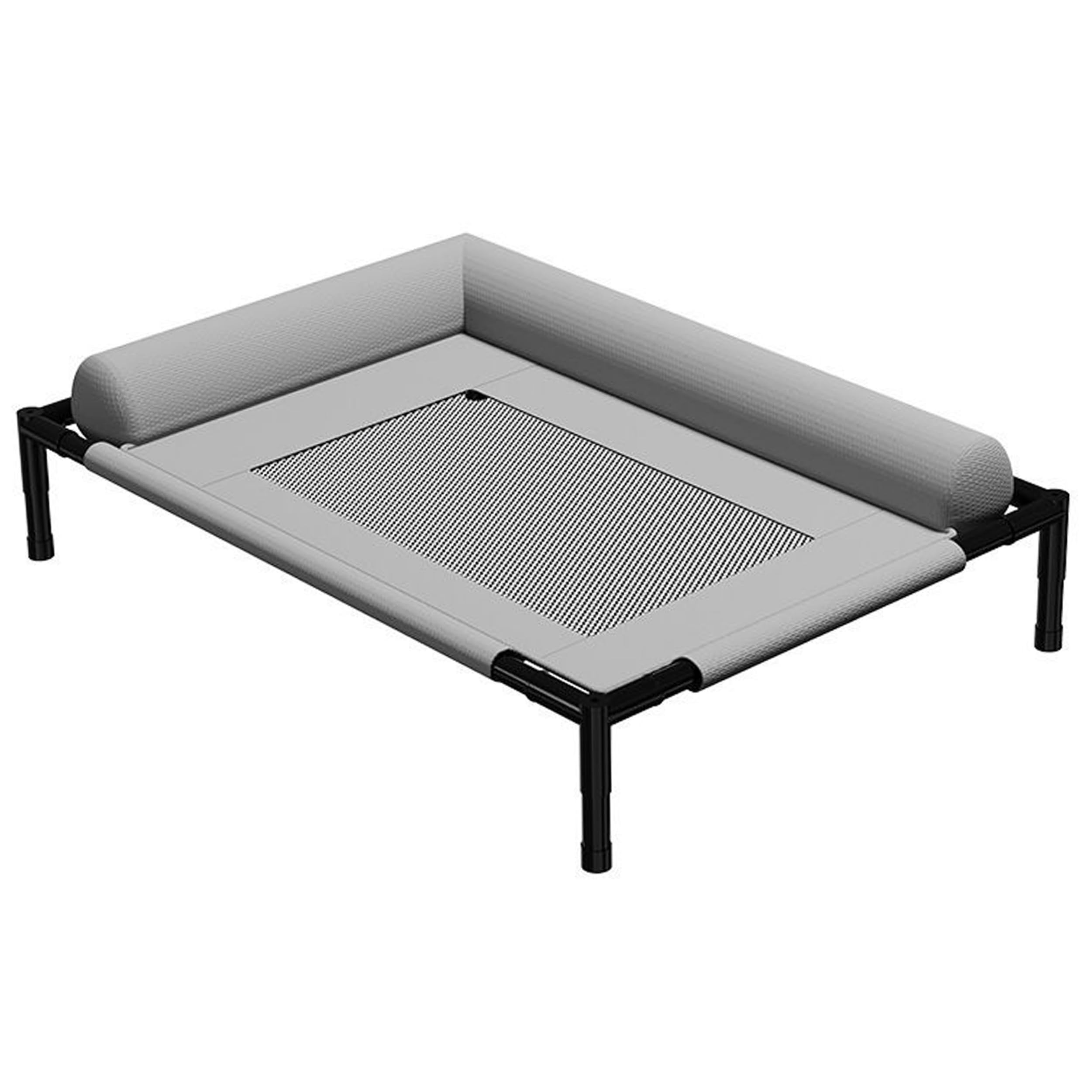 Lit surélevé pour chien d'extérieur portable gris idéal pour le camping et le jardin