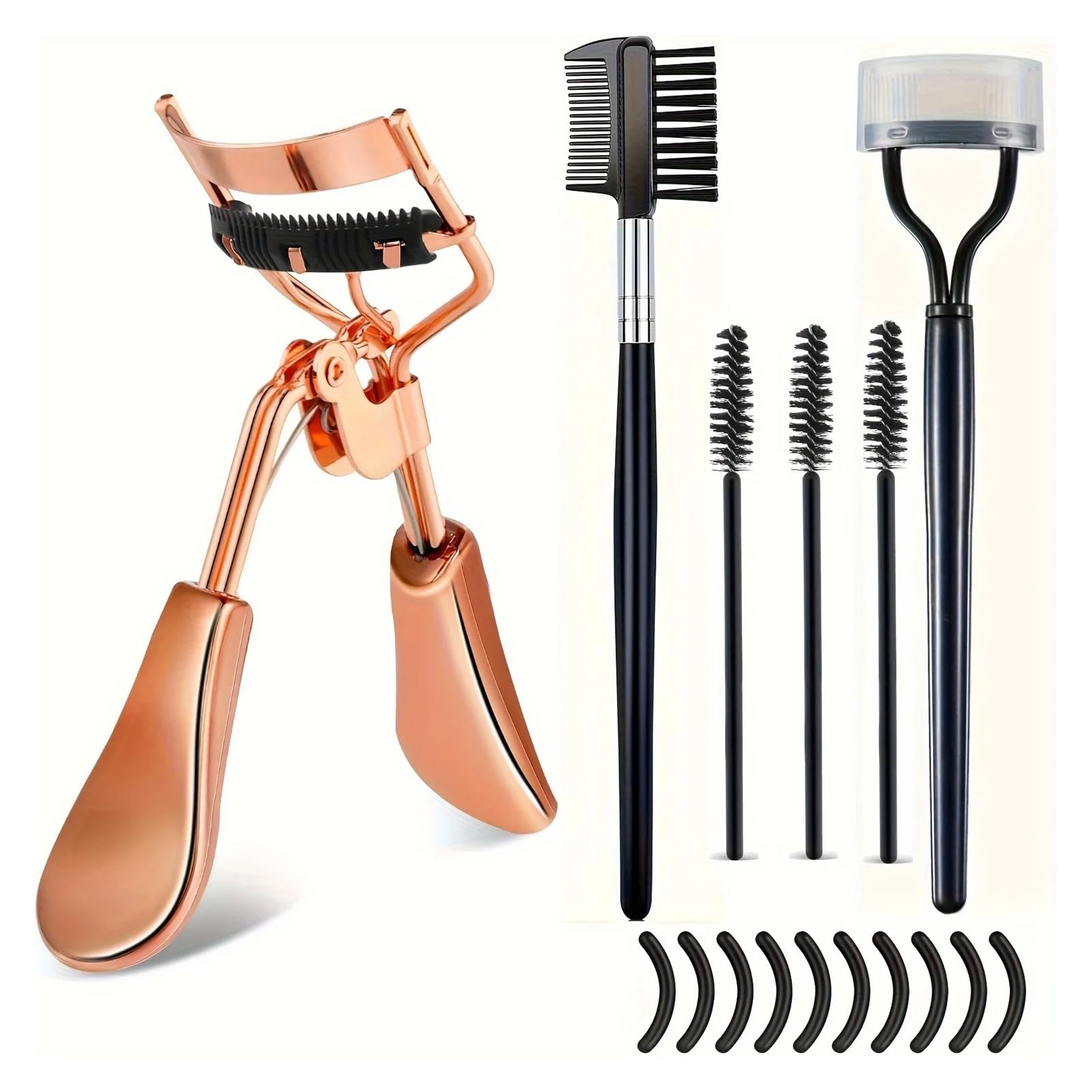 7/16 stücke Wimpern Curler Set Mit Ersatz Pads for Frauen Curling Pinzette Clips Lash Mascara Zauberstäbe Pinsel Make-Up-Tool(16pcs black)