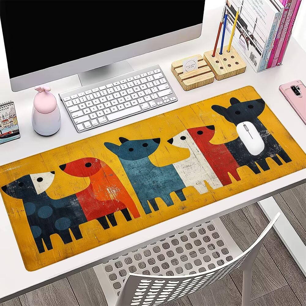 Alfombrilla de Mouse para Juegos, Giallo, XXL, Antideslizante, Impermeable, Diseño de Cane, Extendido, Grande, 1200x600x3mm, para PC, Laptop, Ufficio, Famiglia d-575