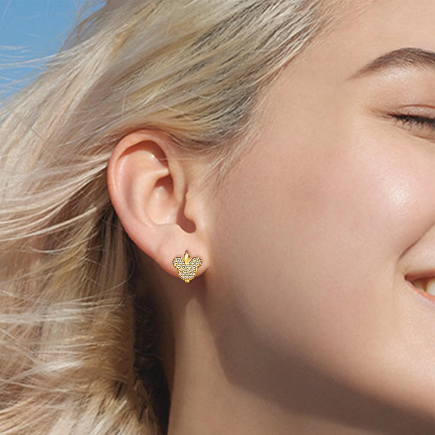 Mouse Earrings Cute Hoop Earrings for Girls Teens Women - Sterling Silver Hypoallergenic Cubic Zirconia Loop Earring Dainty Lovely Jewelry Adorable Gifts for Christmas Birthday Daughter Niece - Image 2