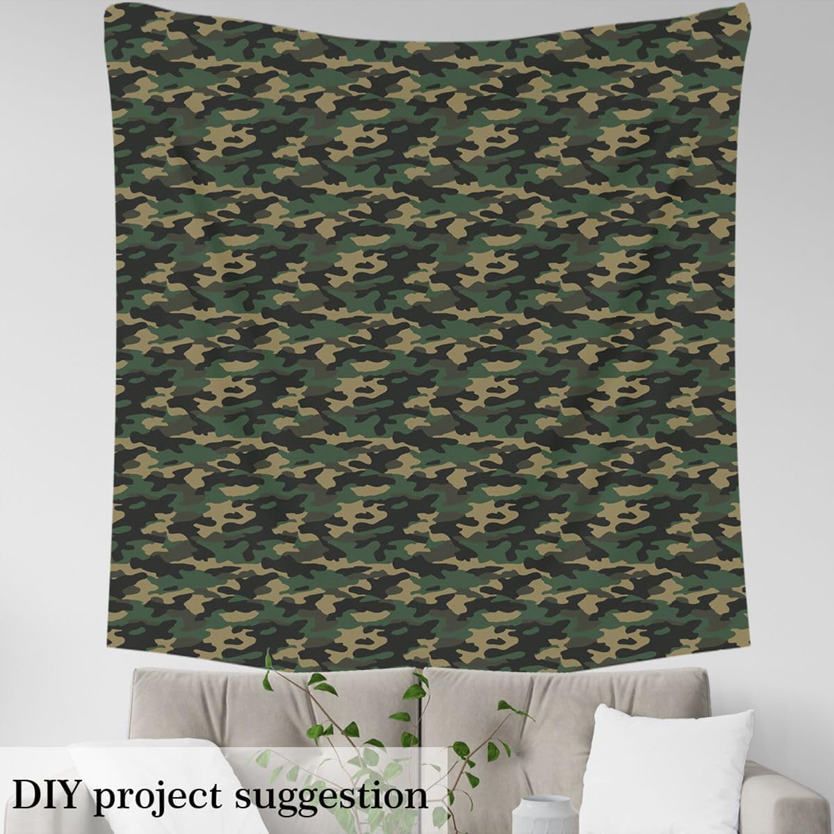 Boys Camouflage Fabric by The Yard Green Camouflage Upholstery Fabric Army Lightweight Retro Campaign Militarily Geometric DIY Artwork for Clothing Quilting,3 Yards,Green