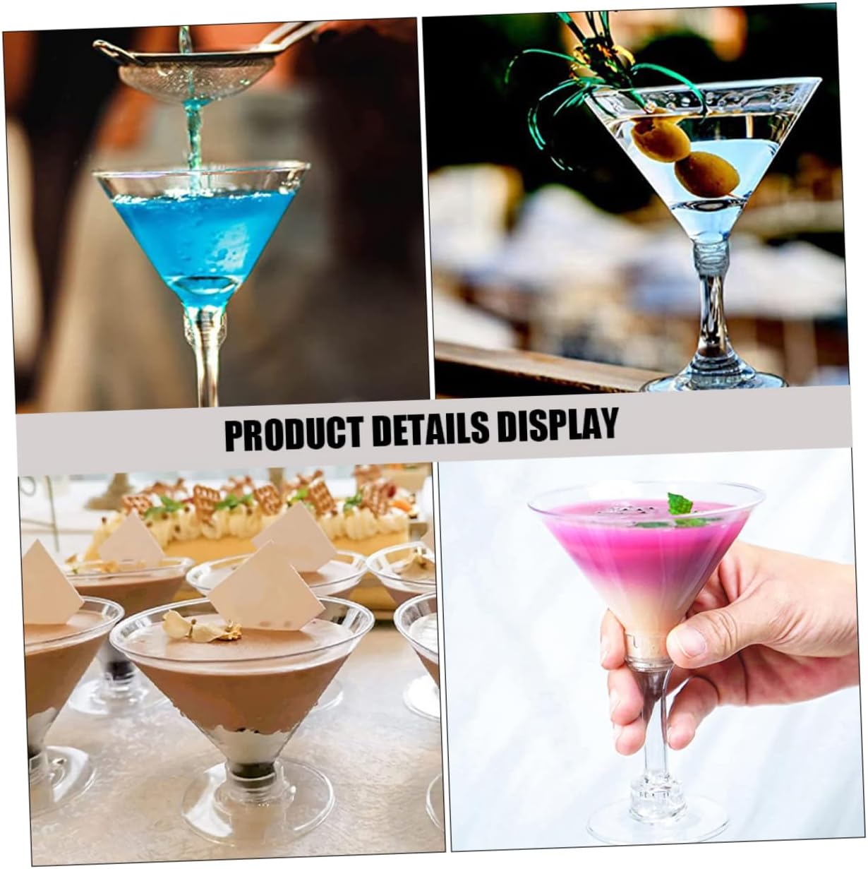 DECHOUS 50pcs Cocktails Goblet Cups Disposable Wine Glasses Shaker Barware for Wedding Party Bar Outdoor Pool Margarita Drink Decorations