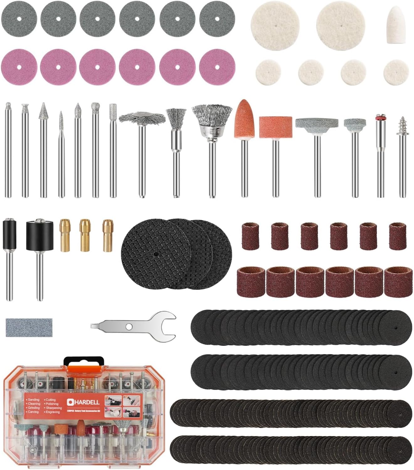 HARDELL Mini Cordless Rotary Tool & 230pcs Rotary Tool Accessories(Orange)