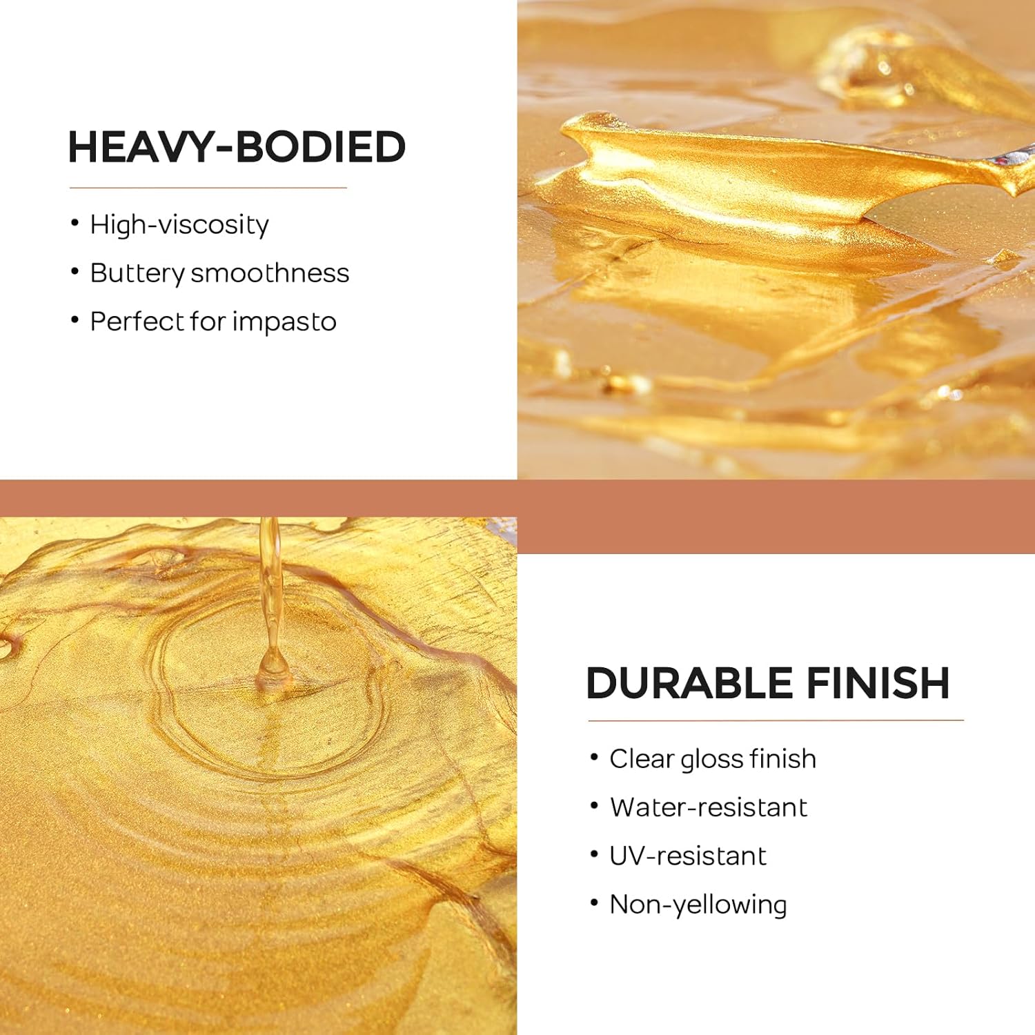 Nicpro Metallic Gold Acrylic Paint, 33.8oz/1000ml Large Heavy Body Gold Acrylic Paint, Non Toxic, Non Fading, Rich Pigment Gold Leaf Paint for Metal, Wood, Canvas, Furniture, Handcrafts, DIY Decor