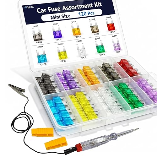 120Pcs Car Fuse Kit with Puller & Tester, Mini Car