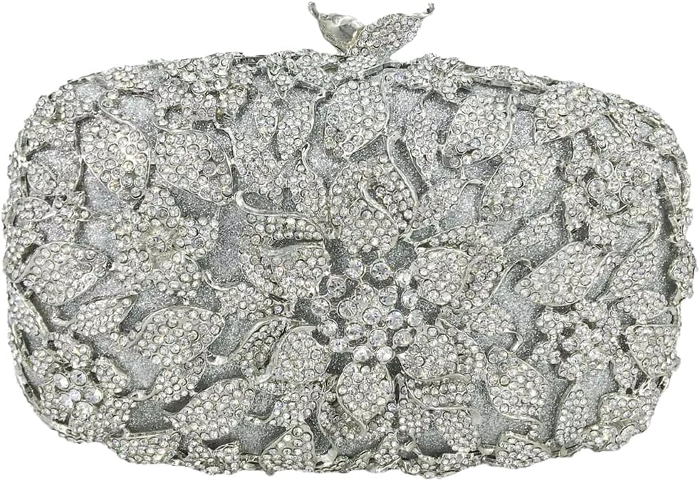 Ladies Crystal Evening Bag Flower Luxury Rhinestone Clutch Bags Diamond Party Wedding Handbag Sparkle Party Purse
