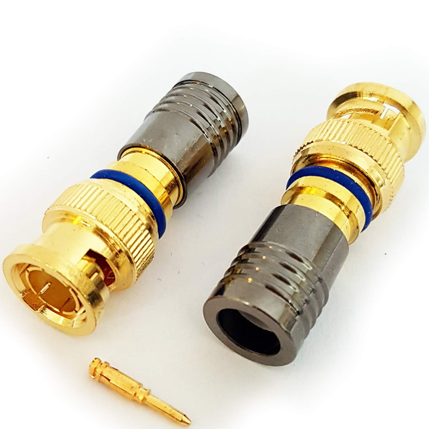 Loops Men's 10X Bnc Compression Connectors Rg6 Crimp Plugs Coaxial Cable - Cctv Install