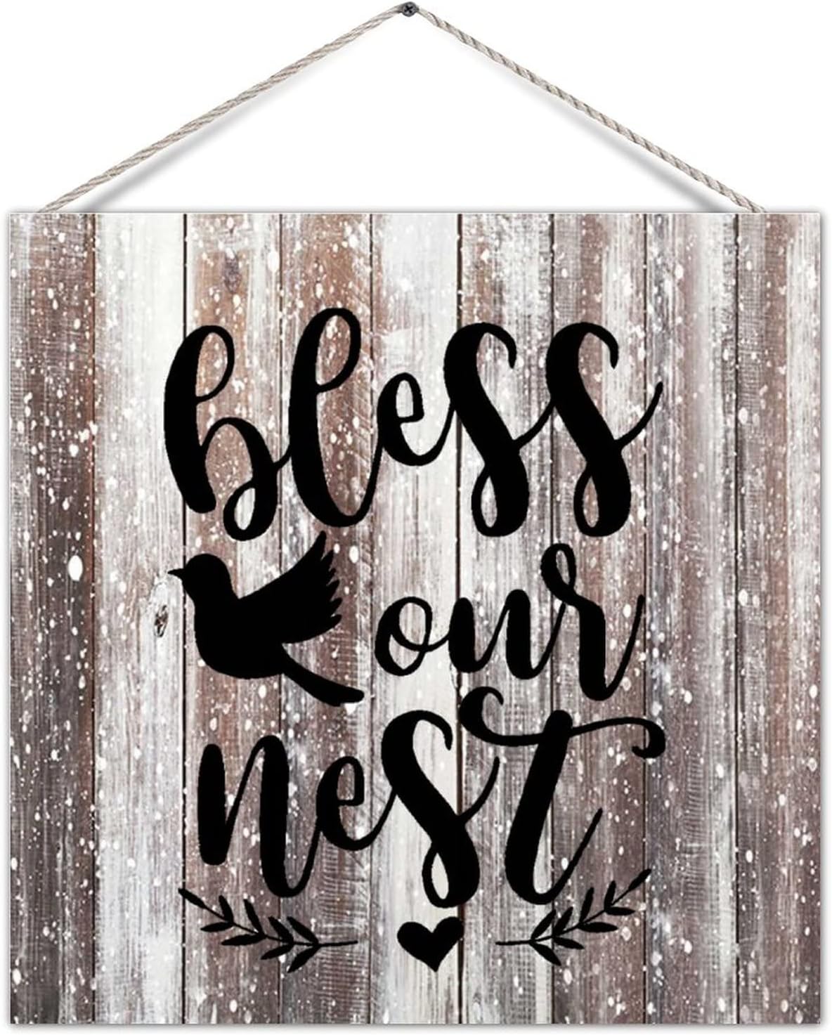 Antique Wood Sign Plaque Home Saying Quote Bless Our Nest Rustic Farmhouse Wooden Wall Pediment Wall Pediment Wall Decoration for Yard Living Room Home Accent Rustic Farmhouse Decor 12x12in