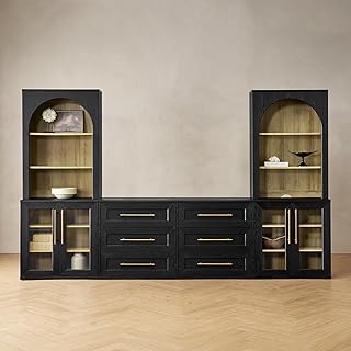 mopio Blake 4 Piece Entertainment Center with Storage, Modern Farmhouse ...