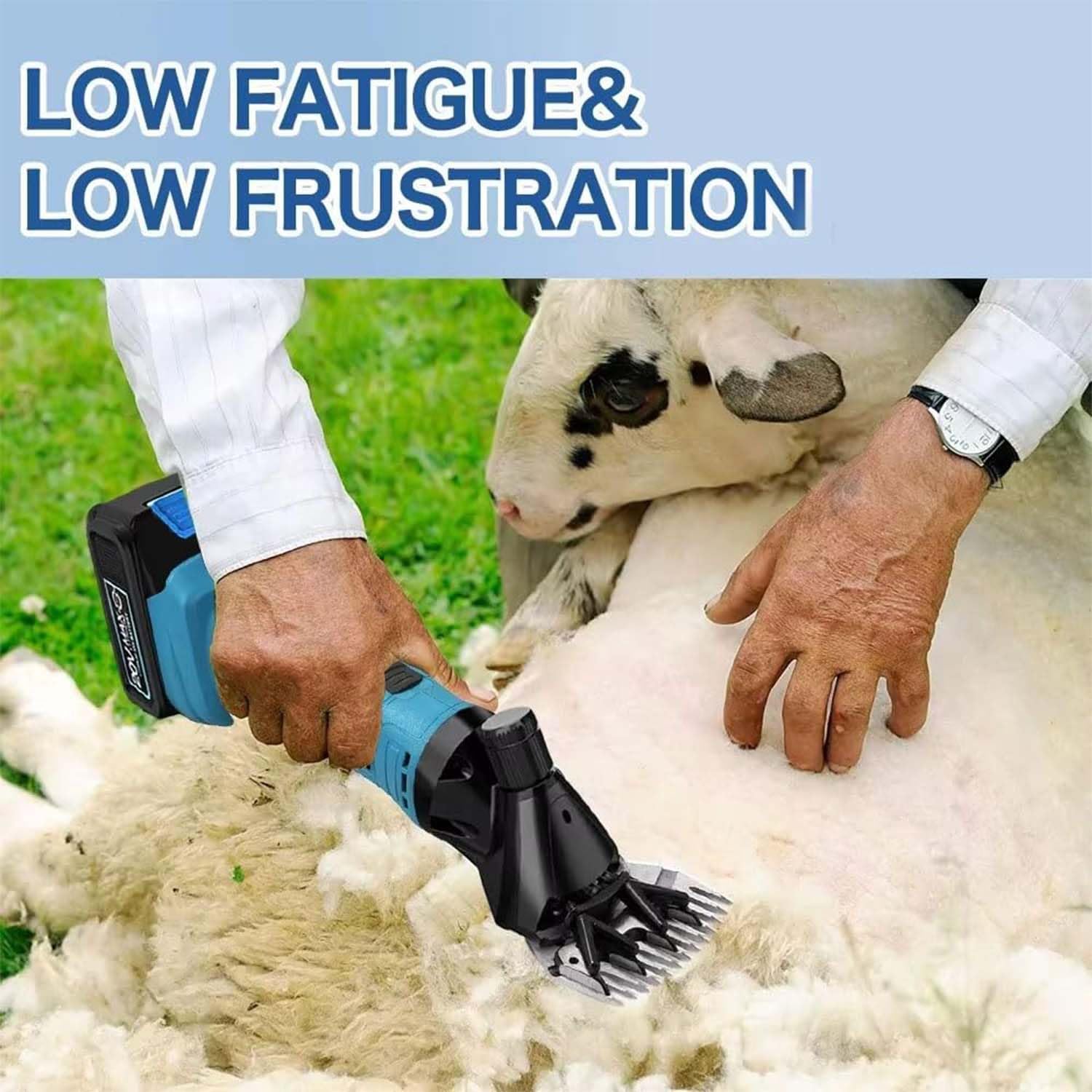 Tondeuse électrique sans Fil pour Moutons, 300 W, 2 Batteries, 6 Vitesses Réglables, Lame en Acier Inoxydable 9/13 Dents, pour Animaux à Poil épais Et Bovins 9-Tooth