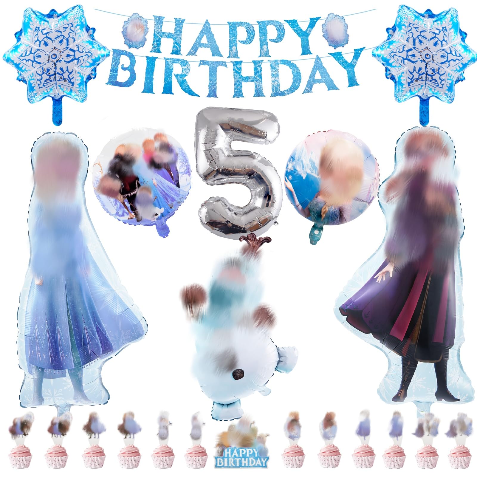BalloonA 5th Frozen Party Balloons Decorations, Frozen Birthday Decorations, Happy Birthday Balloons, Frozen Birthday Banner, Frozen Cake Decoration, 5th Elsa Birthday Decoration for Girls