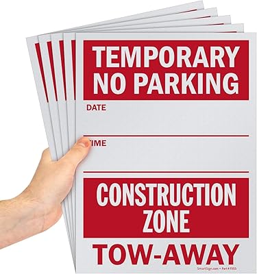 Smartsign “Temporary No Parking - Construction Zone, Tow-Away†Write-On Sign | 9