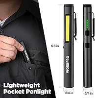 Vista 5 de WORKPRO Linterna de Pluma Recargable, Linterna UV de 365 nm con Luz Negra, Linterna LED de 450 Lúmenes Mini de Bolsillo, para Inspección, Trabajo