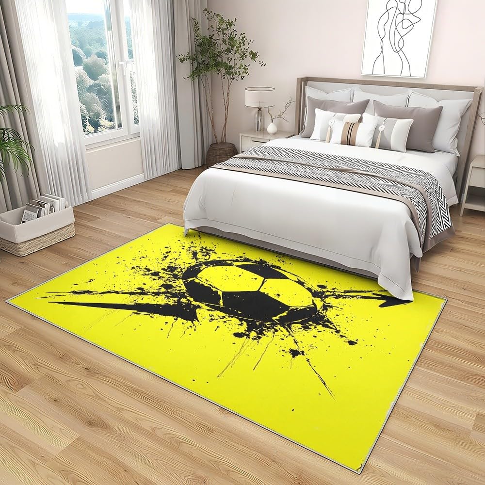 Flanelowe antypoślizgowe dywaniki do pokoju 80 x 150 cm żółty miękki nieblaknący dywan Graffiti piłka nożna ulica dywaniki do wnętrz do salonu, sypialni, jadalni